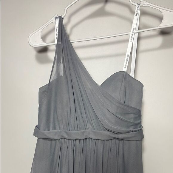 David's Bridal Gray One Shoulder Dress - Picture 2 of 9
